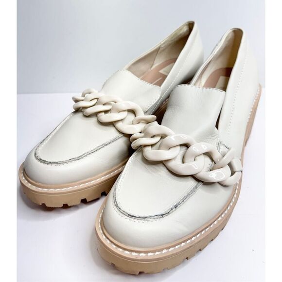 Dolce Vita Shoes Womens Size 10 Haris Ivory Leather Platform Loafers - Picture 2 of 9